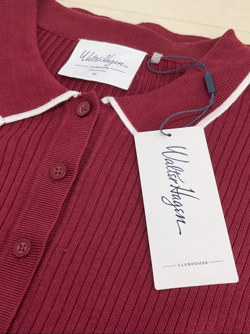Walter Hagen Burgundy Polo with White Trim - Picture 4 of 6